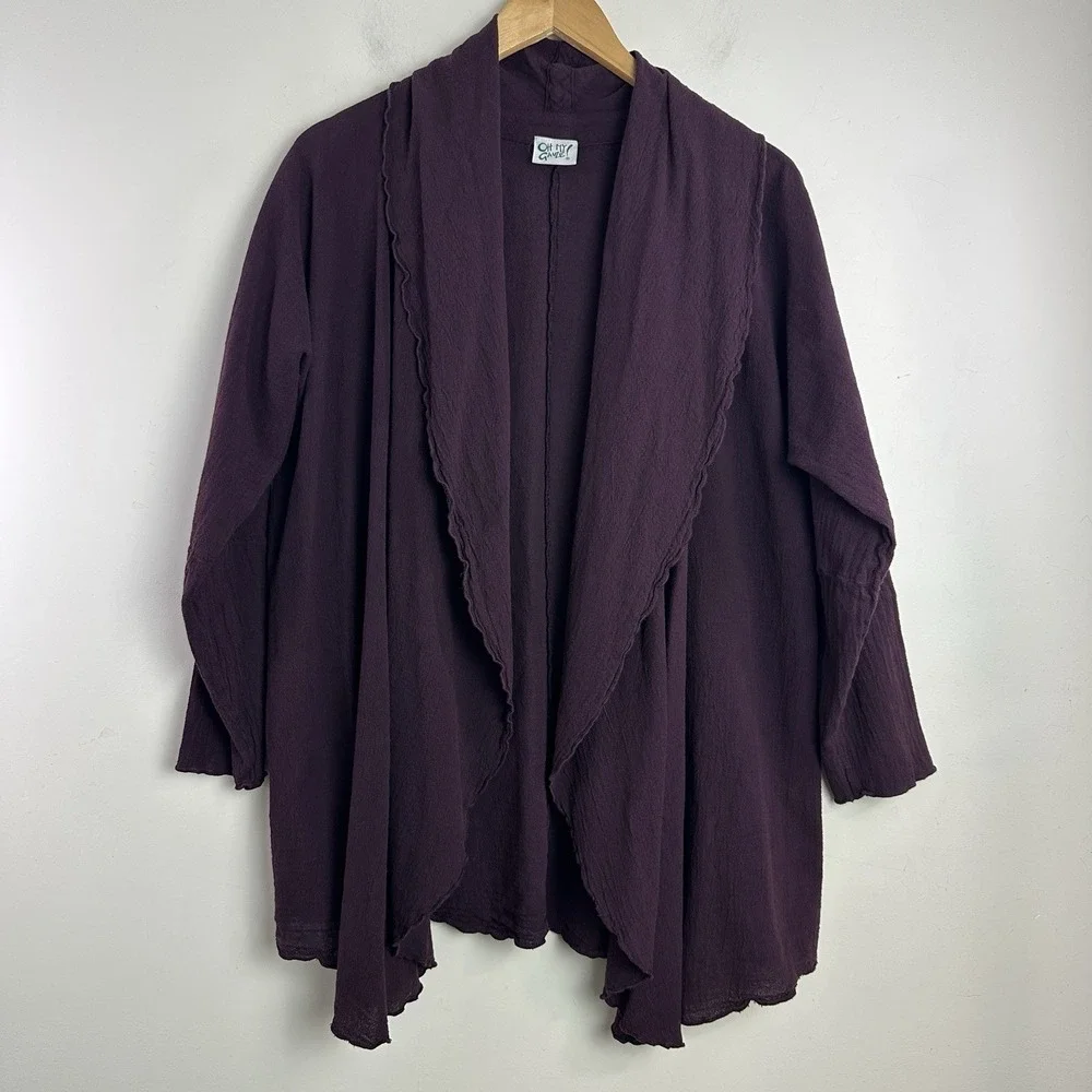 Oh My Gauze Jacket women SZ 1 M Oversized Long Ruffled Kimono Cardigan